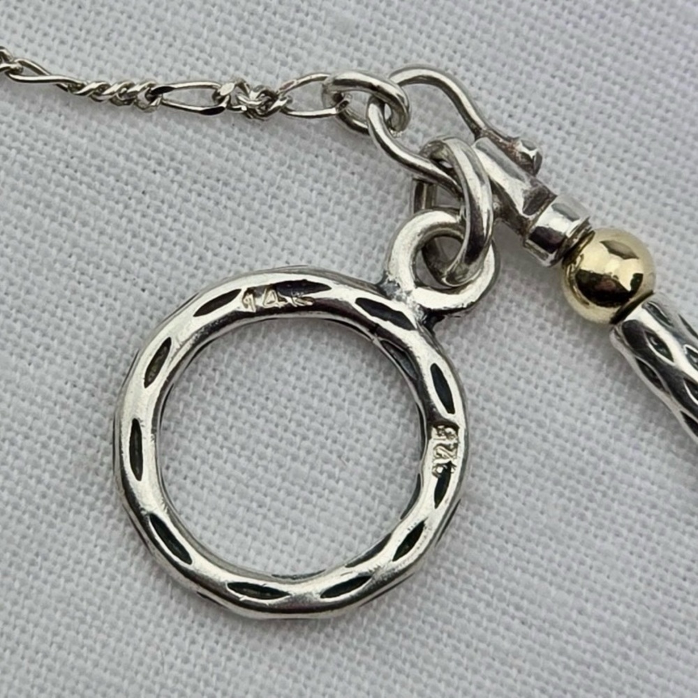 Silpada/Zanfeld Sterling Silver & 14K Embossed Toggle Clasp Bracelet • LIKE NEW - Picture 3 of 6